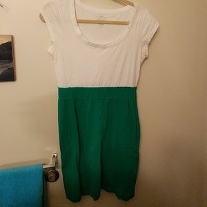 Casual green and white dress